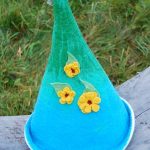 Long blue sauna hat with flowers