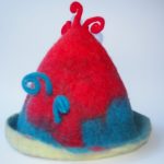 Sauna hat "Red-Blue Blue" with curly parts
