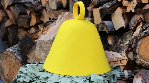 Yellow colour sauna hat