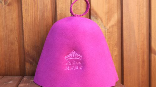 Pink sauna hat "The best Mom"